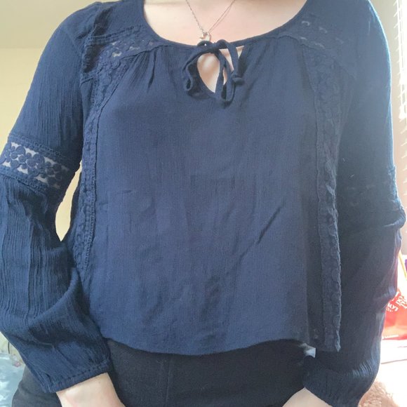 Hollister Long Sleeve Top in Navy - Picture 1 of 9